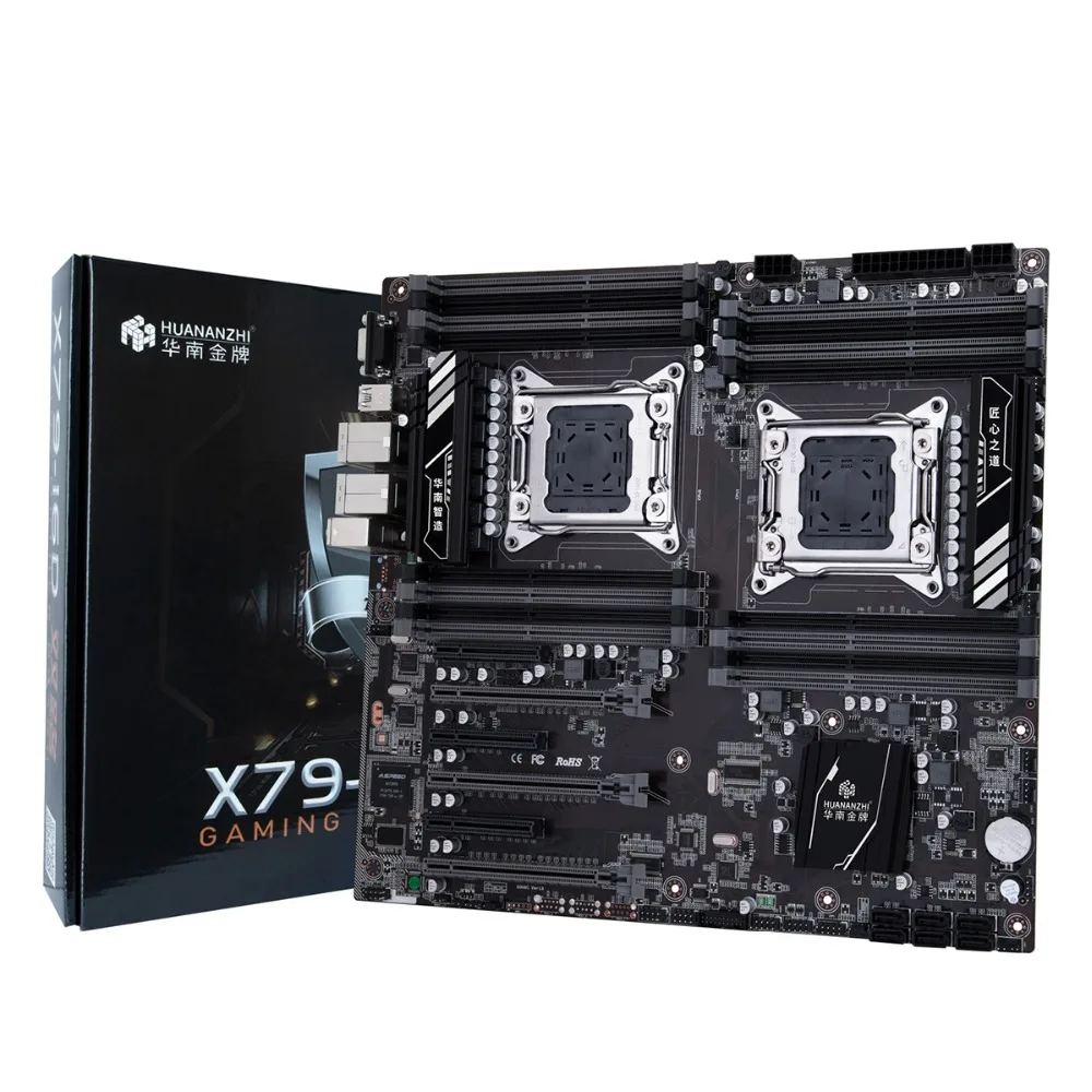 HUANANZHI X79-16D Dual CPU Socket Motherboard with 16 DDR3 Memory Slots Built-in VGA Video Output 2 GIGA Ethernet Ports