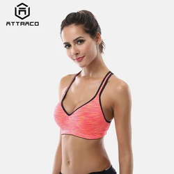 Attraco-estampa floral Yoga sutiã para mulheres, sutiã de impacto médio, backcross, corrida, treino, fitness, esporte top