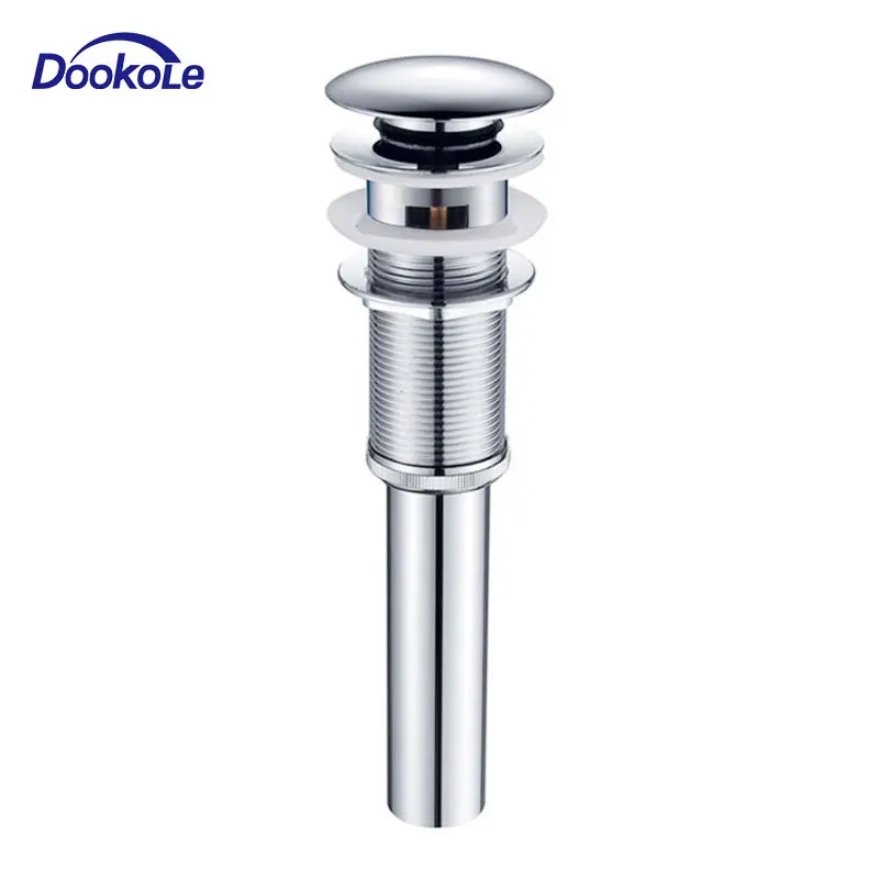 Lavatory Basin Vanity Pop Up Drain Stopper with Overflow, Bathroom Sink Drain Chrome Finished