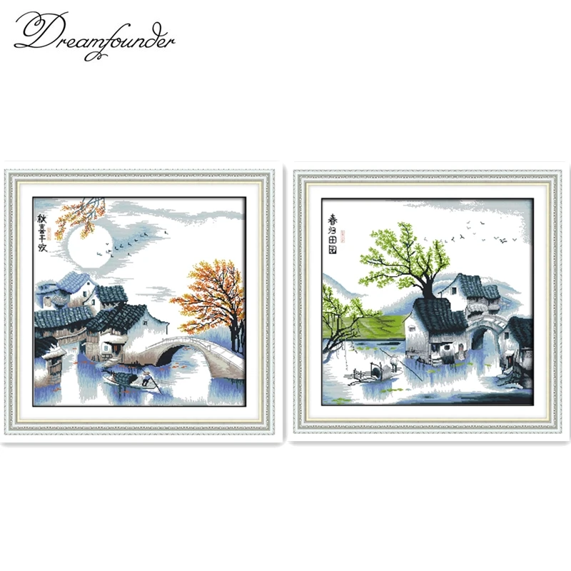 Harvest in autumn cross stitch kit aida 14ct 11ct count printed canvas stitches embroidery DIY handmade needlework