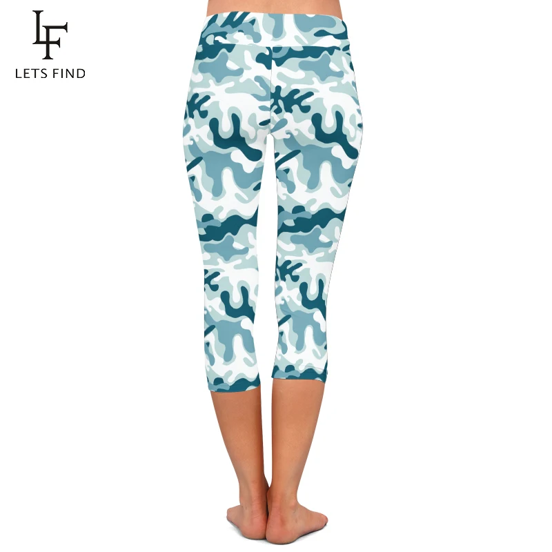 Vendita calda moda allenamento Capri Leggings per le donne vita alta Camouflage stampato Fitness femminile pantaloni a metà polpaccio pantaloni Casual