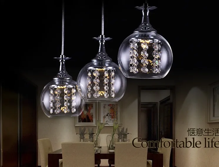 

New Modern Crystal Wineglass Wine Glass Light Pendant Lamp Hanging Bar Dining room Restaurant