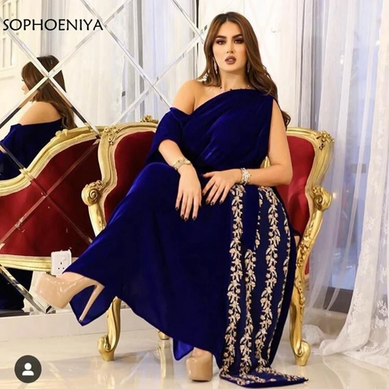 Vestido de noche de caftán de dubai, traje largo de encaje con cuentas, color azul real, formal, árabe, para fiesta, novedad de 2022