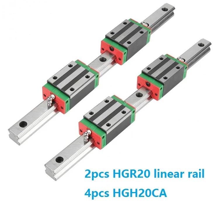 

2pcs Linear Guide Rail HGR20 -L 200MM 250MM 300MM 350MM + 4pcs HGH20CA Linear Narrow Blocks CNC Router Parts