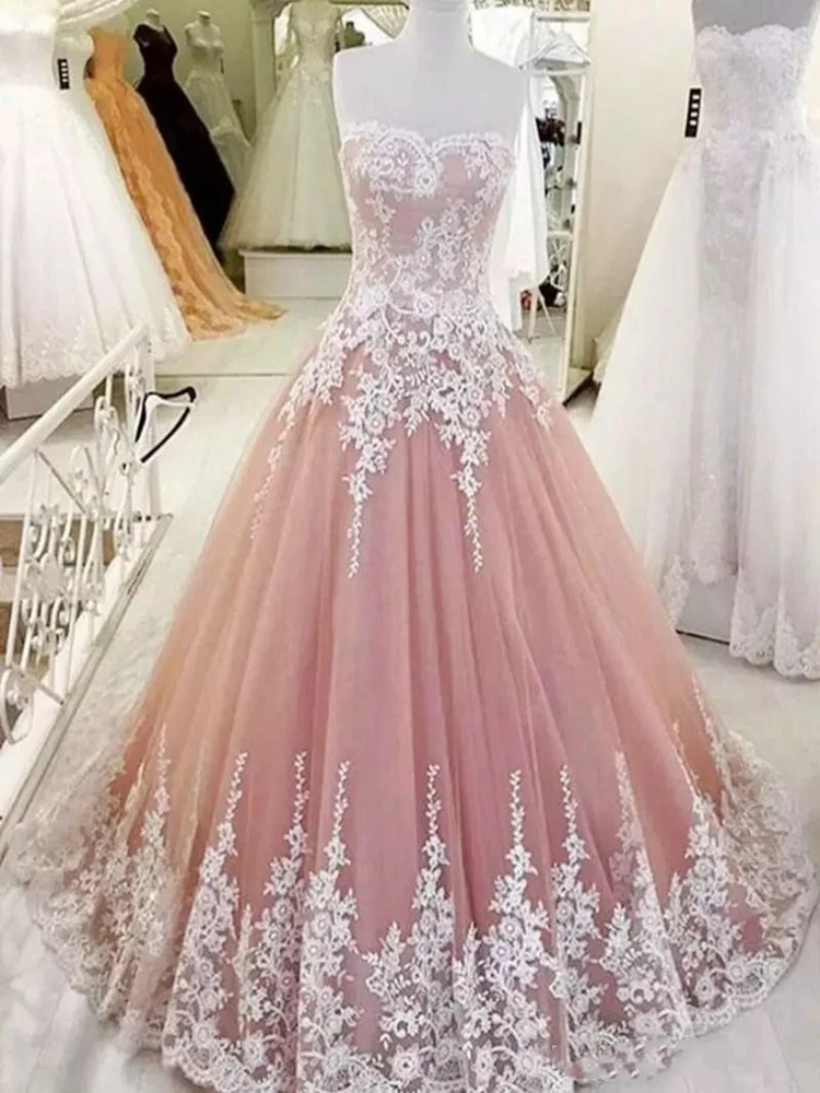 2020 Sexy Sweetheart Lace Appliques Prom Dresses Custom Lace Up Back Women Evening Party Gowns Special Occasion Party Gowns