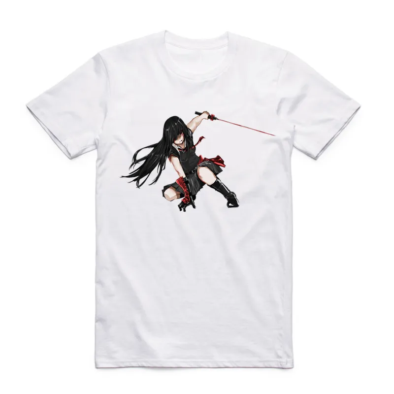 2019 Men Japanese Akame Ga Kill! Anime Print Fashion T Shirt Summer O-Neck Short Sleeve Tatsumi Akame Esdeath White T-shirt