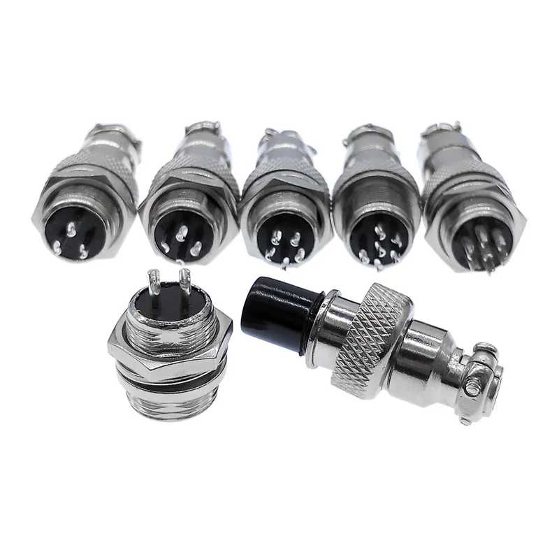 10PCS metal connector GX12  panel circular Connector plug socket 2pin 3Pin 4Pin 5Pin 6Pin 7Pin 5A 125v M12 connectors