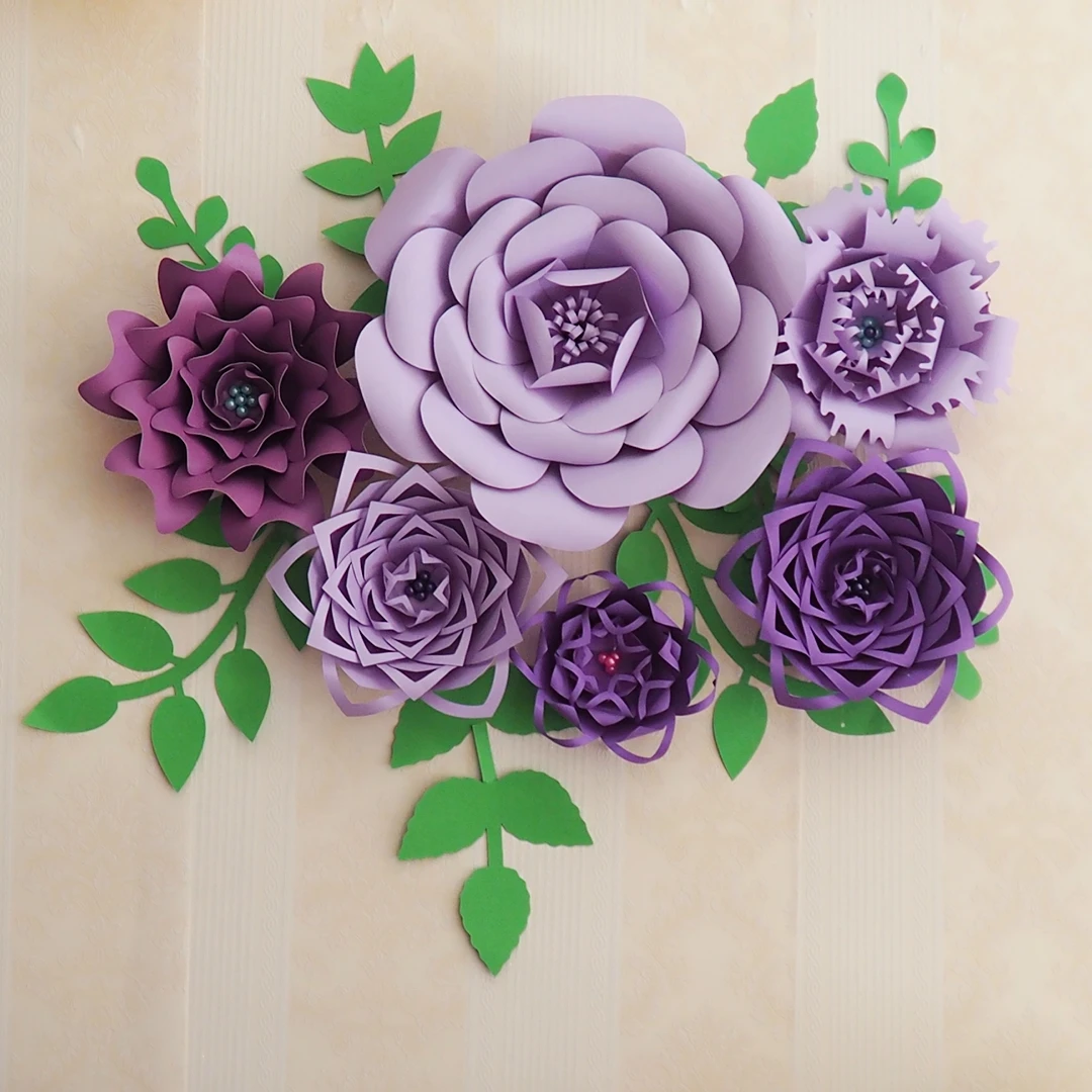 2018 DIY Large Paper Flower Full Kits Tutorials For Wedding Backdrop Decorations Baby Nurseries Special Events Decor With Leave