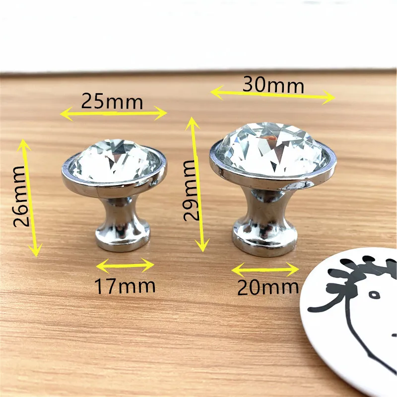 LCH 30mm 35mm Top Quailty Crystal Cut Diamond Shaped Cabinet Knob Gold Silver Modern Style Knob Clear Crystal Handles