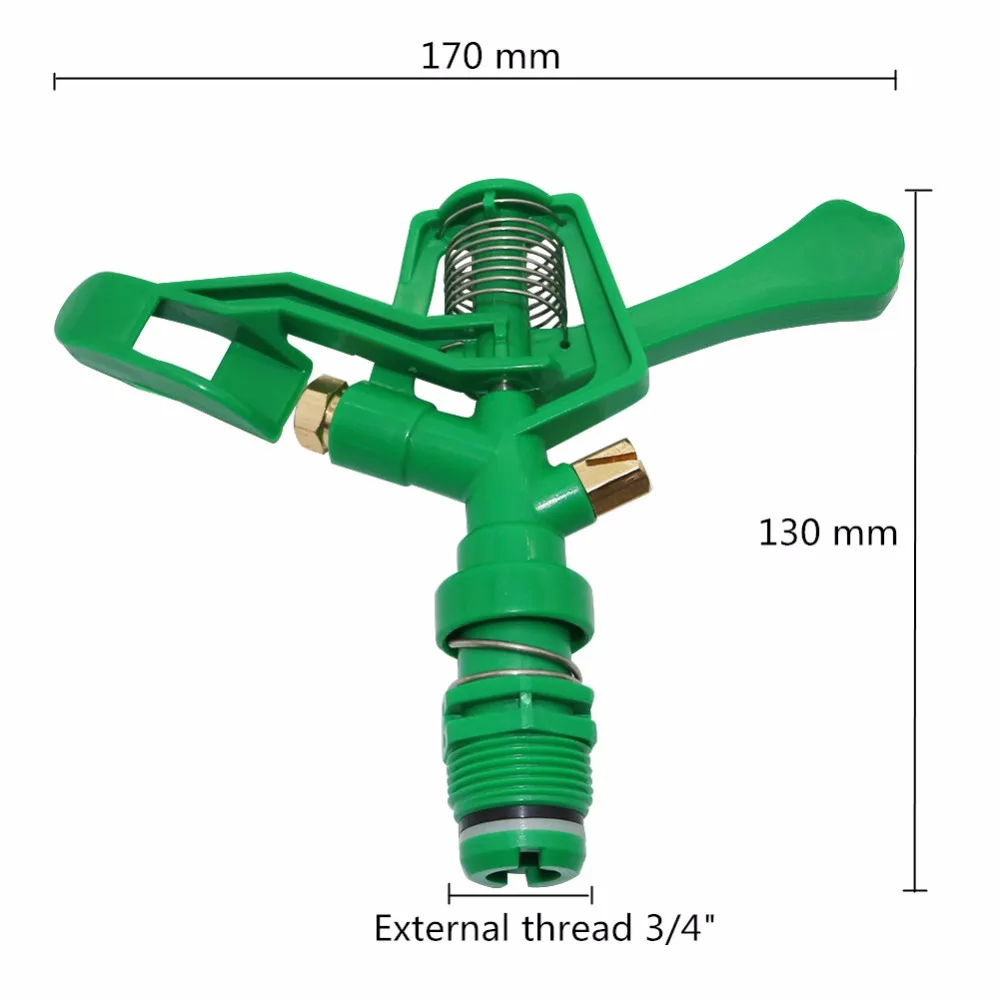 3/4 Inch Water Sprinkler Spray Nozzle Copper mouth Double exit Rotate Rocker Arm Garden Irrigation System Garden Tools