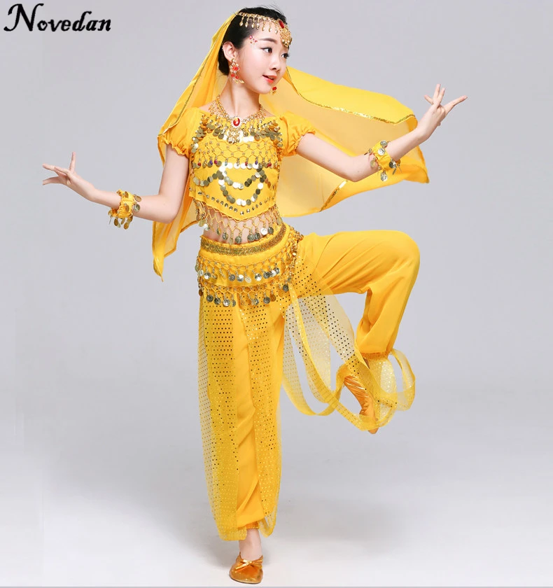 Traje de dança do ventre para crianças Trajes de dança oriental Bollywood Roupas para meninas Trajes de dança indiana para crianças