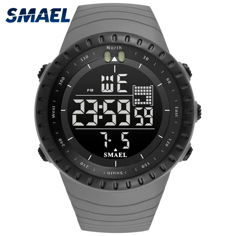 SMAEL Brand New Electronics Watch Analog Quartz Wristwatch Horloge 50 Meters Waterproof kol saati 1237 Digital Alarm Men Watches