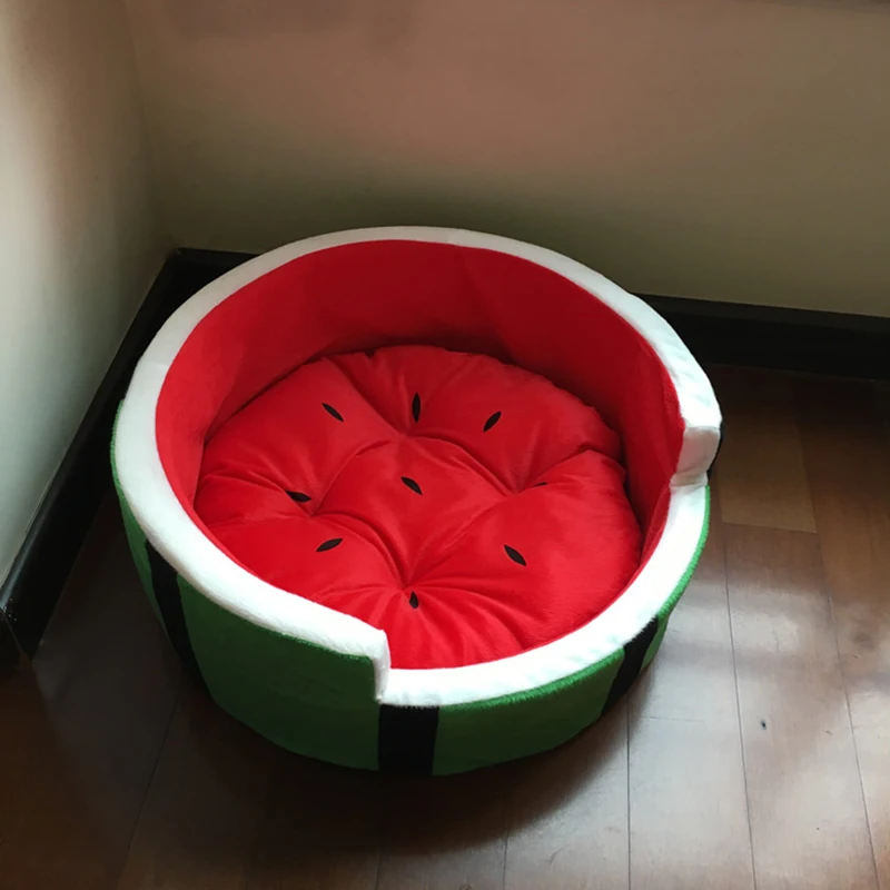 Indoor Comfortable Dog Beds Creative Watermelon Dogs House Washable Mat Pet Bed Fruit Shape Soft Cama Perro Teddy Dog/Cat House