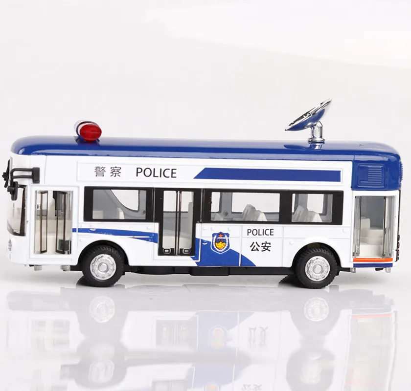 Sale limited 1:36 city police bus alloy car model,simulation die-cast metal sound and light back force model car,free shipping