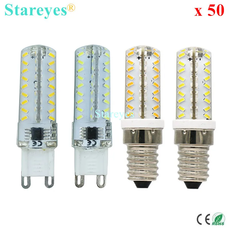 

50 Pieces Silicone G9 E14 SMD 3014 72 LED 7W Dimmable Dimmer LED Corn lamp Droplight Chandelier candle bulb Pendant light