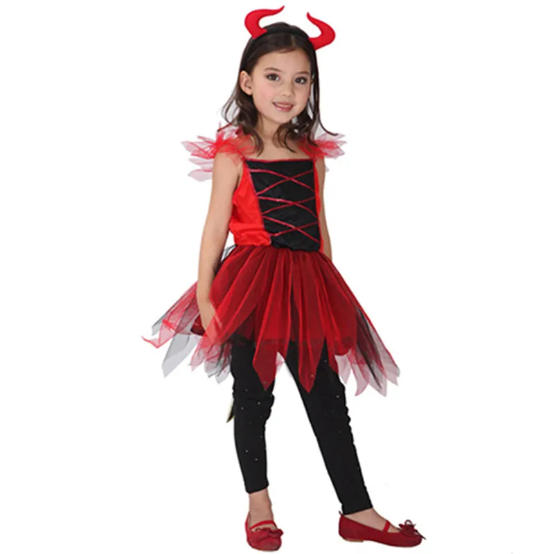 Disfraz de Demonio Rojo de Halloween para niñas, M-XL, Cosplay del diablo del infierno, Carnaval, Purim, desfile, mascarada, juego de rol, vestido de fiesta