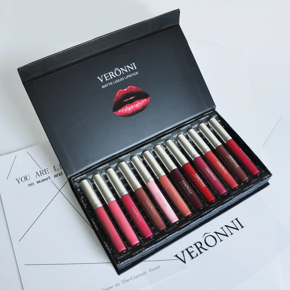 VERONNI Cosmetics Matte Liquid Lipstick waterproof Long-lasting Lipgloss 12 colors each set Brand New DHL