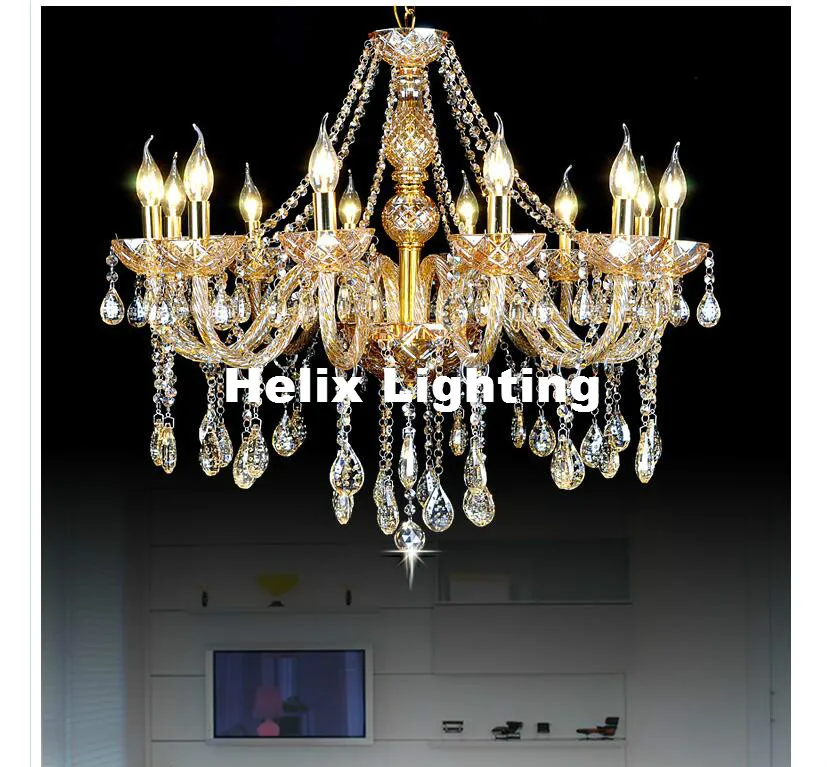 Champagne Golden Decora Modern Luxurious Export K9 Crystal Chandelier 6/8/10/15Arms Export Class A Indoor AC Crystal Chandeliers