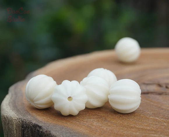 Natural Bodhi Seed Beads Carved Pumpkin White Mala Japa Beads Bracelet Jewellry Findings DIY Accessories