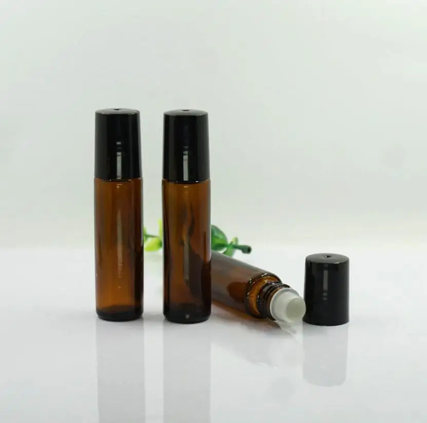 

10ml Amber Roll On Roller Bottle Brown Essential Oils Refillable Perfume Bottle Deodorant Containers LX1340