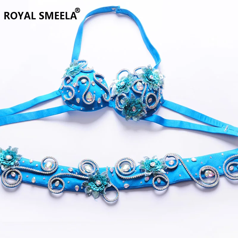 Sexy belly dance bra belt Women waist chain belt halter bra performance belly dancer costume set dance clothes Carnival Top Belt