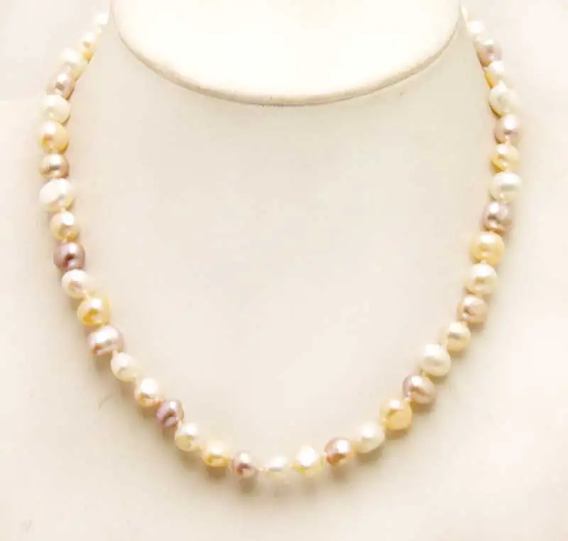 

Qingmos Natural 8-9mm Multicolor Baroque Freshwater Pearl Women's Necklace 17''-nec6272 Wholesale/retail Free shipping