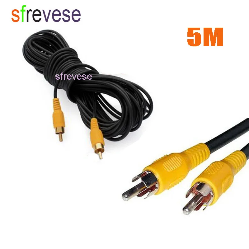 5M 16.4FT AV To AV RCA to RCA AV Reverse Rear View Parking Camera Video Extension Cable For Car Truck Bus 50pcs/lot