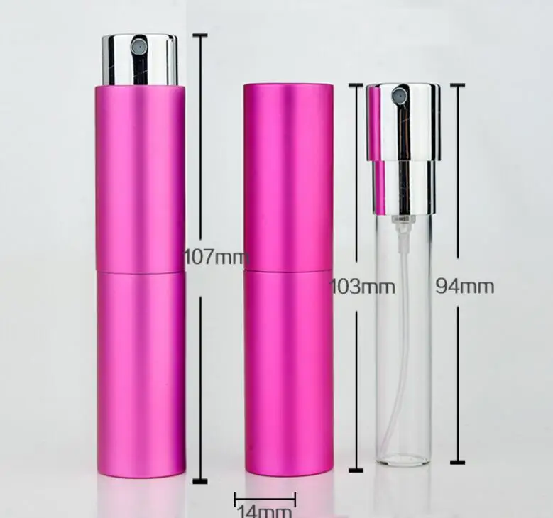 8 ML Mini Portable Aluminum Refillable Perfume Bottle With Spray, Empty Cosmetic Packaging Container lin3271