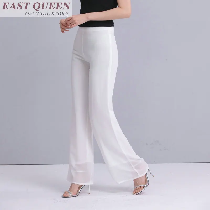 2018 summer wide leg pants high waist elegant push up casual party trousers random self palazoo solid color chiffon chic DD782 a