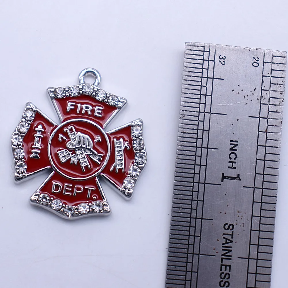 Alloy Eco Friendly Metal Enamel Oil Red Cross Firefighter Fire Dept Charms pendants For Necklaces Bracelets Making