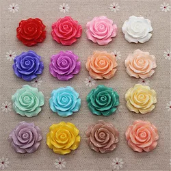 Flor de Camelia de resina de 28mm, cabujón de reverso plano, bricolaje, álbum de recortes, fabricación de manualidades decorativas, 15 colores a elegir, 10 piezas