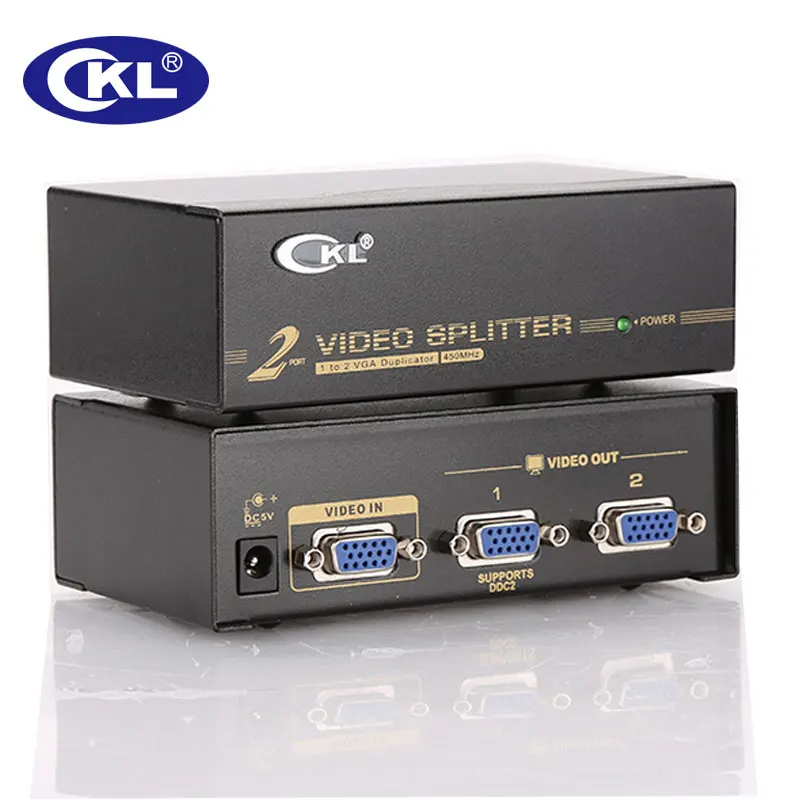 CKL-102A 2 ميناء VGA الفاصل المعادن حالة 1 في 2 خارج 1*2 450MHZ