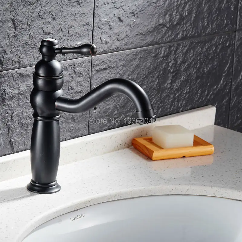 Wholesale and Retail High Quality Black Antique Brass Retro Bathroom Basin Sink Mixer Taps Faucet B3254