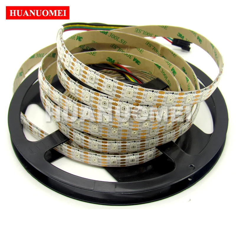 5M/Roll 72Pixels/m APA107 LED Strip 72LEDs 5050 SMD RGB Addressable Flexible Tape DC5V input White PCB Waterproof IP65