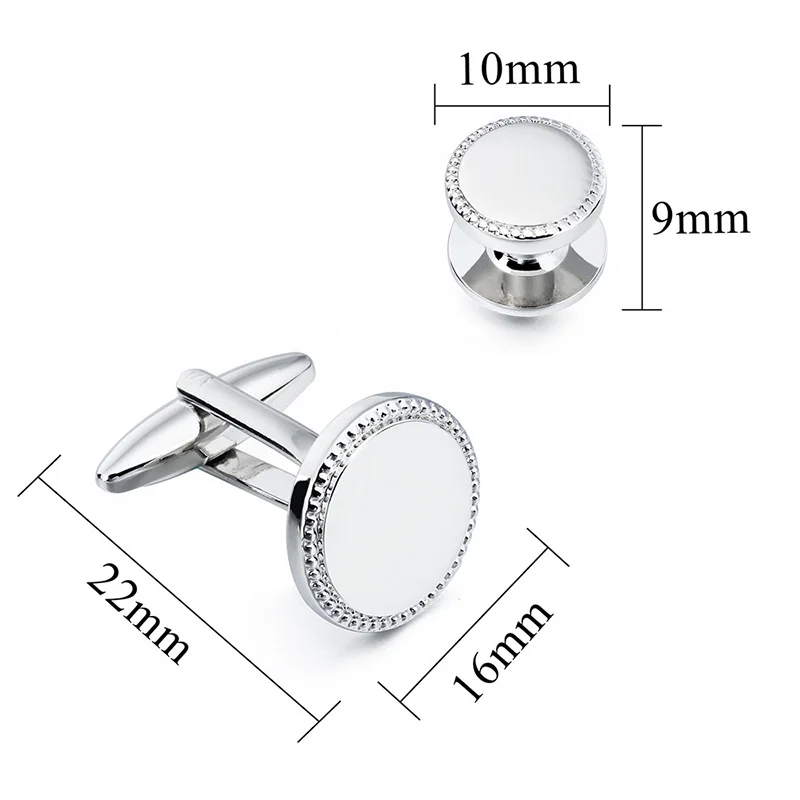 HAWSON French Shirt Stud Cufflinks Men\'s Set, Metal Mirror Flower Carved Circular Cufflinks Men\'s Jewelry Wedding Gift Box