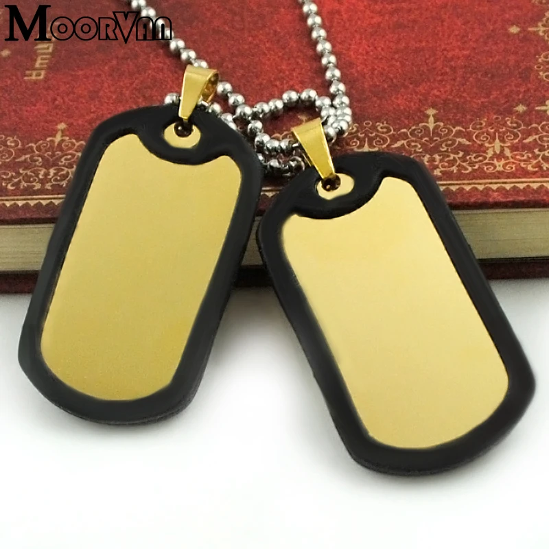 Moorvan Fashion Jewelry Stainless Steel Dog Tag Necklaces Pendant Blank, Military Dog Tag with Silencer, Wholesale,VJP19