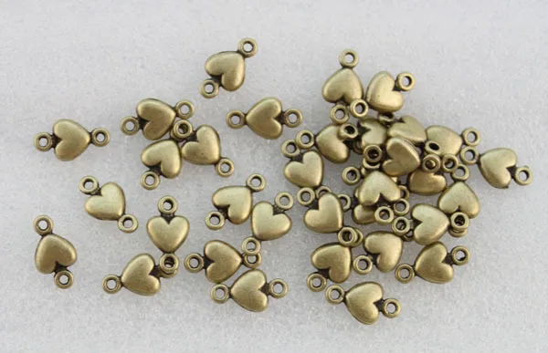 300PCS Antiqued Bronze Solid Heart Link Connectors #23166