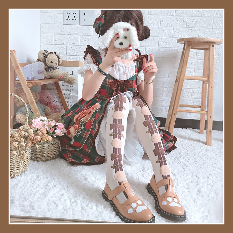 80 d Lolita socks female cone printed velvet thin legs socks in summer over - the - knee Lolita Japanese socks