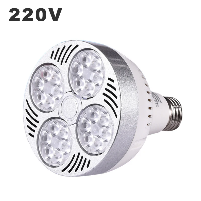 220V PAR30 White Track Light LED E27 Lamp Bulb 35W Warm White LED Lighting Lampara Built-in Fan Cooling For Downlight Spot Light