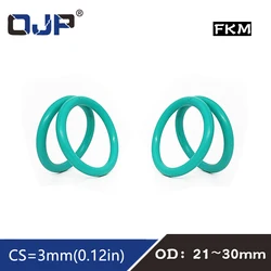 5PCS/lot Fluorine rubber Ring Green FKM Oring Seal OD21/22/23/24/25/26/27/28/29/30*3mm O-Rings Seal Oil Ring Fuel Gaskets Washer
