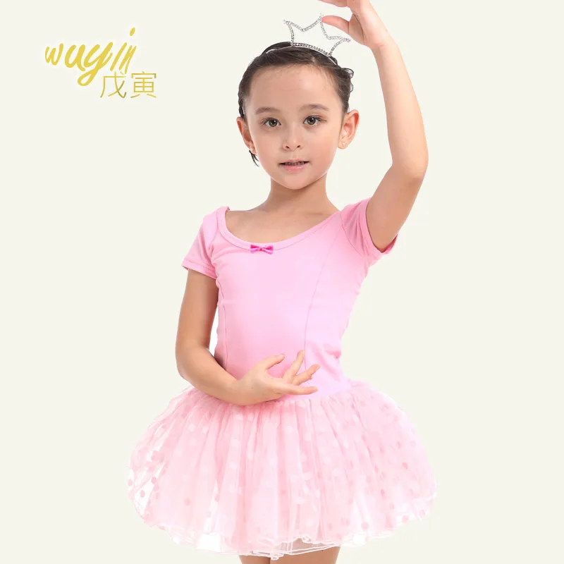 Hohe qualität Mädchen Rosa Ballerina Kleid Nette kurzarm Dance Kostüm Ballett Kleidung Kinder Freies verschiffen