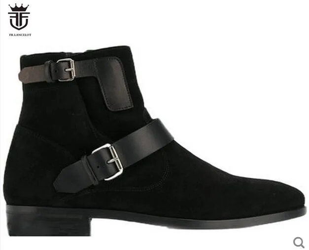 FR.LANCELOT 2020 New arrival men booties buckle strap Chelsea Boots zip up Ankle Boots Men's fashion Boots comfortable shoes