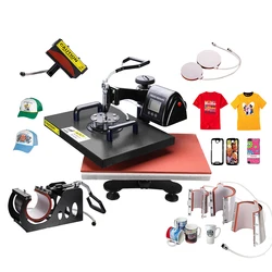 Big Size 32*45CM LCD 8 In 1 Combo Heat Press Machine for Mug/Cap/T Shirt/phone Case Heat Transfer Machine,Sublimation Printer