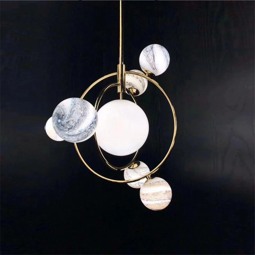 Nordic Glass Planet Chandeliers Lights Clothing Store Living Room Dining Hanging Lamps Restaurant Hotel Bedroom Luxury Fixtures