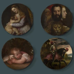 Tiziano Vecellio Painting Decorative Plates Ceramic Home Artistic Dish Hotel Background Display Venice School Oil Painting Plate