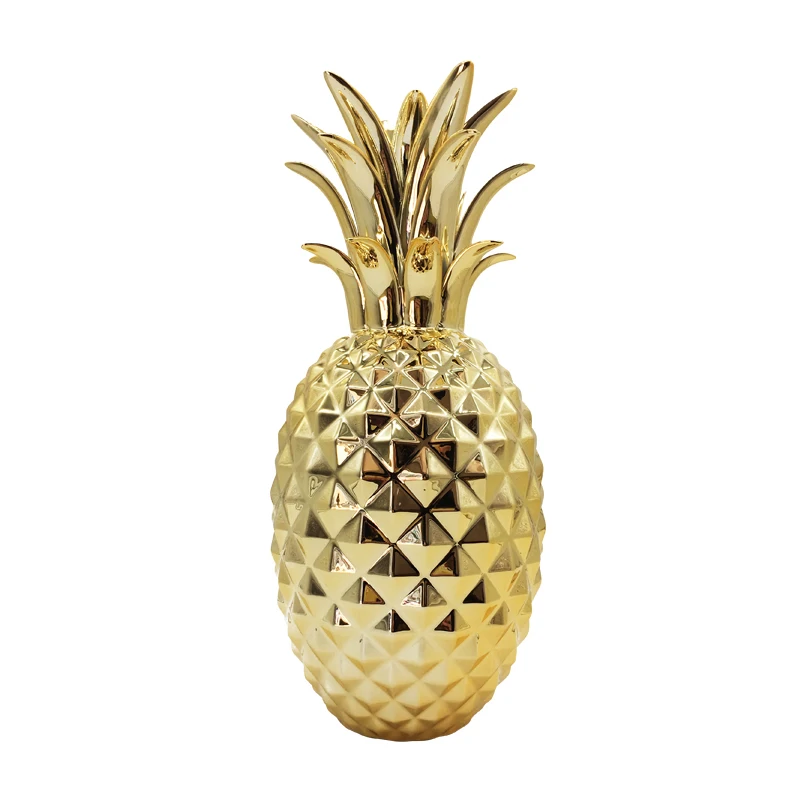 Golden Ceramic Pineapple Modern feng shui home decoration accessories plant fruit bromel figurines wedding decorations