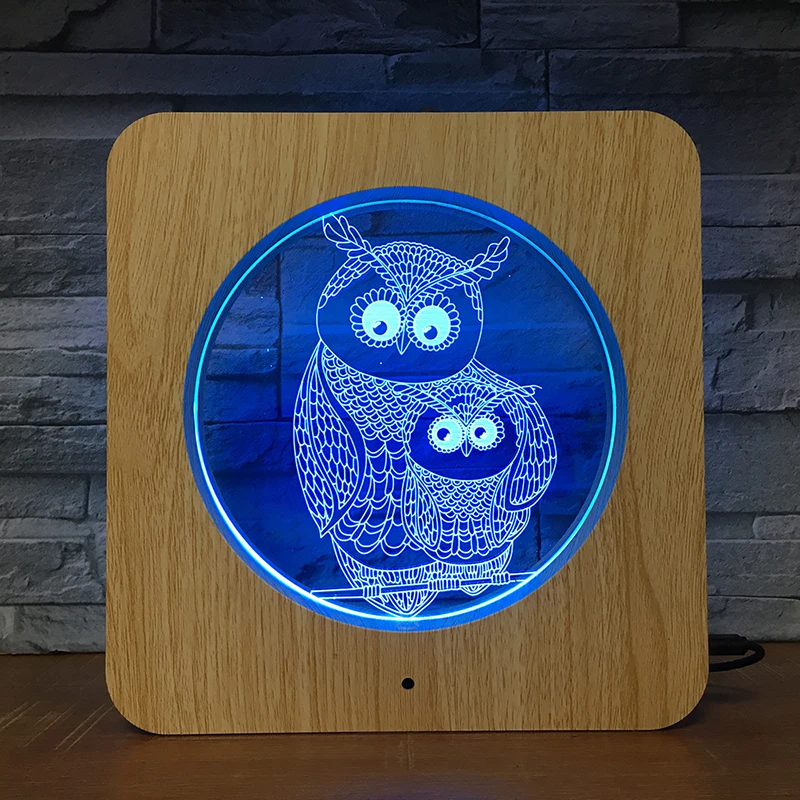 Owl Family Cute Animal 3D LED Plastic Night Light DIY Customized Lamp Table Lamp Kids Colors Gift Home Decor DropShipping 2410