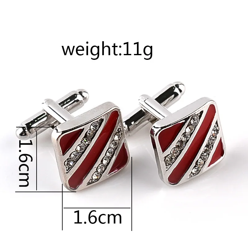 New Fashion Two-color Square Simple Cufflinks Mens Red/Black Enamel Luxury Business Cuff Links Button Classic Shirt Cufflink Hot