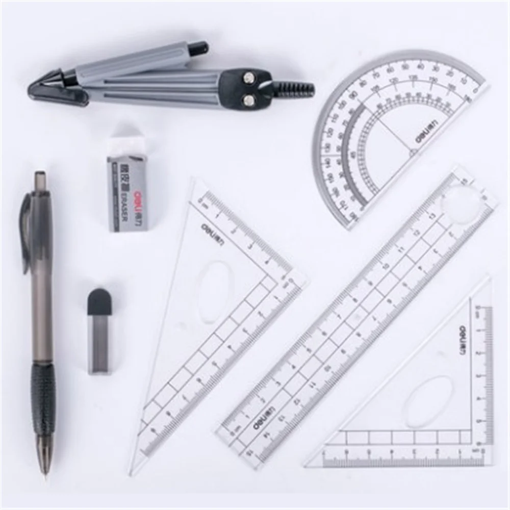 1 set 9591 Student Stationery Drawing Set Compasses Ruler