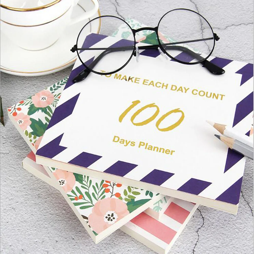 New Planner Cute Daily Schedule 100 Days Calendar Notebook For Meeting Dating Goals Note Paper Journal Stationery School Supplie